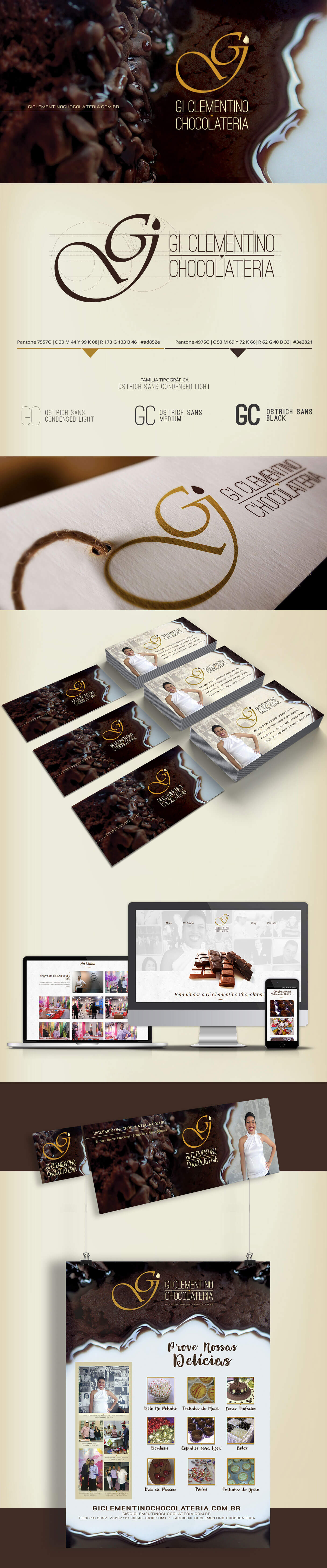 Imagem do processo e conceito criativo do Projeto de identidade visual da cliente Gi Clementino Chocolateria