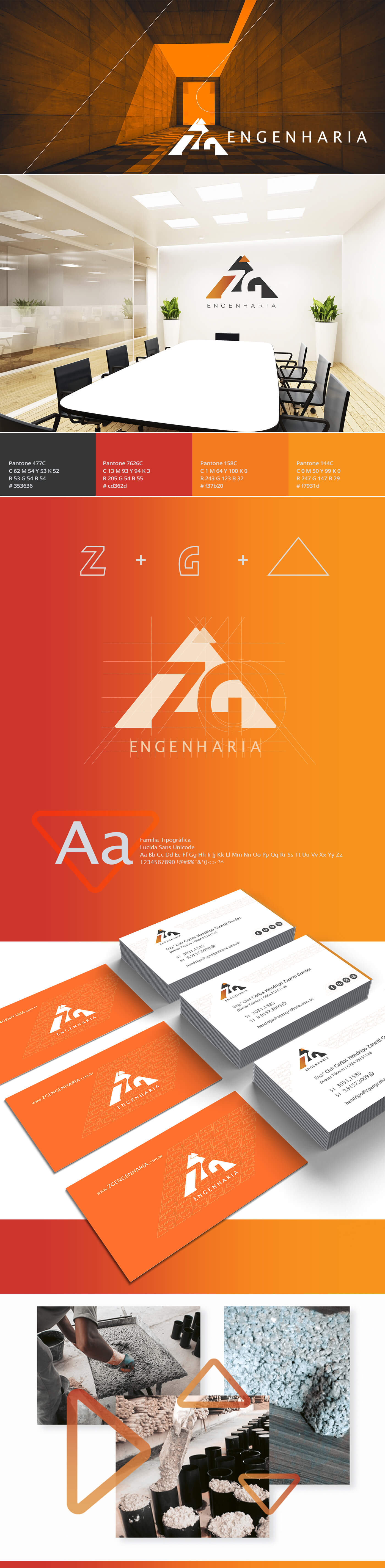 Imagem do processo e conceito criativo do Projeto de identidade visual do cliente ZG Engenharia