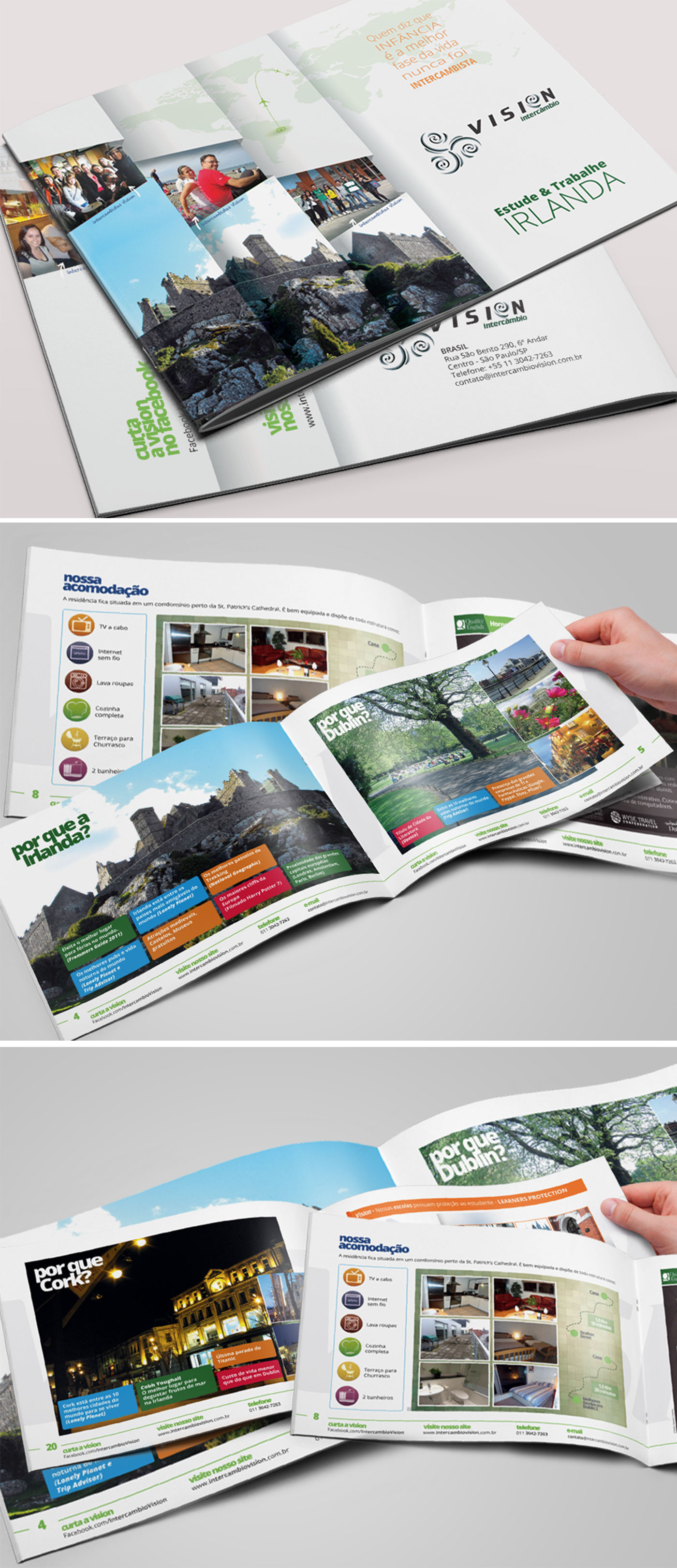 Brochura / Folder sobre intercâmbio na Irlanda desenvolvido para a empresa Vision Intercâmbio
