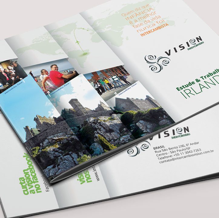 Brochura / Folder sobre intercâmbio na Irlanda desenvolvido para a empresa Vision Intercâmbio
